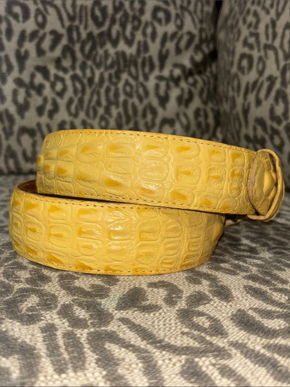 Crocodile alligator leather belt textured western cowboy reptile buckle 34